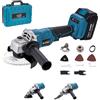 KATSU Tools KATSU FIT-BAT 21V Smerigliatrice Angolare a Batteria senza spazzole 115mm 125mm con 3,0 Ah Batteria e Kit di Adattatore Multiutensile Oscillante per Smerigliatura Lucidatura