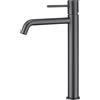 GALYON IMEX - Rubinetto monocomando per lavabo alto, serie Monza BDM039-3, cartuccia ceramica Ø26 mm, Flexos 3/8 (nero gun metallo)