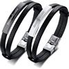 Vnox Bracciale Personalizzato Coppia in Pelle con Incisione, Regalo Natale per Fidanzati, Mariti e Mogli, Bracciale Amicizia 19cm