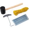 Mojawo Set da campeggio da 9 pezzi, 6 picchetti da 23 cm, corda di tensione da 20 m, martello in gomma da 220 g e estrattore per picchetti, accessori completi per campeggio, festival e attività all'aperto