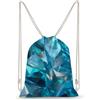 Jubonexis Zainetto in tela con coulisse, motivo geometrico, con superficie di cristallo blu e ciano, borsa leggera per sport e palestra per uomo e donna