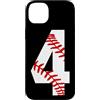 Number 4 Baseball Fan Red Laces 4th Birt Custodia per iPhone 14 Plus #4 - Lacci da baseball per 4° compleanno, per bambino, quattro anni, numero 4