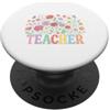 Educator Bloom Designs Design stravagante a forma di mela per insegnante floreale PopSockets PopGrip Adesivo