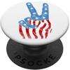 Peace Sign American Flag 4th Of July Vin Segno di pace mano bandiera americana patriota vintage retrò PopSockets PopGrip Adesivo