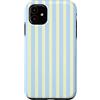 Y2K Retro Aesthetic Stripes Pattern Desi Custodia per iPhone 11 Estetica minimalista a righe verticali blu baby giallo burro
