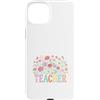 Educator Bloom Designs Custodia per iPhone 15 Plus Design stravagante a forma di mela per insegnante floreale