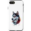Husky Puppy Lover PS Custodia per iPhone SE (2020) / 7/8 Husky Colorato Splatter Art Acquerello Dipinto