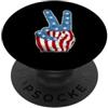 Peace Sign American Flag 4th Of July Vin Segno di pace mano bandiera americana patriota vintage retrò PopSockets PopGrip Adesivo
