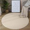 SK Studio Tappeto Rotondo per Soggiorno, fondo antiscivolo, Lavabile Morbido Pelo Corto Morbido per Camera da letto Beige, 80cm
