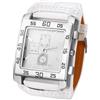 JewelryWe Orologio Quadrato da Polso da Uomo: Cinturino in Cuoio Quadrantini Finti con Numero Grande Regalo per Lui