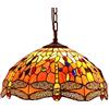 Bieye Lampadario in vetro colorato in stile Tiffany, adatto per soggiorno, sala da pranzo, cucina e camera da letto. (colore arancione, Paralume a forma di libellula da 40,5 cm)