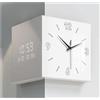 Songnim Orologio angolare a Doppia Faccia Quadrata, Moderno Lampada da Parete per Orologio da Parete a LED Creativo a LED con Orologio Digitale e Scala per Soggiorno, Camera da Letto