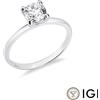 Gioielli di Valenza Anello solitario lineare in oro bianco 18k con diamante IGI, 1.00ct