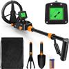 Flintronic Metal Detector Bambini, Metal Detector Alta Precisione, con Display LCD e Indicazione Suono, Bobina Impermeabile IP68, per Caccia di Oro Tesoro, Esplorazione All'aperto -Nero
