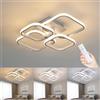 Comely Plafoniera Soffitto Dimmerabile, 4 Quadrata 48W Lampadario Moderno con Telecomando 3000K-6500K, 5400LM Lampada LED Soffitto per Soggiorno Camera da Letto Cucina, Bianc