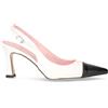 DU SIMON Décolleté Slingback A Punta In Ecopelle Bianco Nero - Donna - Bianco Nero