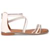 TOO LIKE Sandalo In Ecopelle E Tessuto Con Strass Bianco Argento - Donna - Bianco Argento