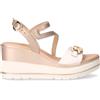 NERO GIARDINI Sandalo In Pelle Con Zeppa Bianco Rosa - Donna - Bianco Rosa