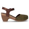 JUNGLA Sandalo In Pelle Con Tacco Verde Marrone - Donna - Verde Marrone