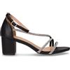 OLIVIA Sandalo In Ecopelle Con Tacco E Strass Nero Argento - Donna - Nero Argento