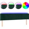 vidaXL Testata LED verde scuro 163x16x78/88 cm in velluto