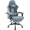 Sonstige Symino Gaming Chair Sedia da gioco da competizione con poggiapiedi e Finto cuoio - Blu