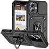 IMEIKONST Cover per iPhone 16 Plus, Militare Armor Protezione Custodia Supporto ad Anello a 360° Copertura Fotocamera Scorrevole Antiurto Custodia per iPhone 16 Plus. Nero JXT
