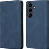 Vaitasy Business Custodia per Samsung Galaxy S25 FE - Blu | Forte Funzione Magnetica Cover con Slot per Carte Elegante Monocolore Design per Ufficio e Viaggio