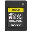 Sony CEA-G480T Scheda di memoria flash Cfexpress tipo A TOUGH da 480 GB, serie G ad alta velocità VPG400 con garanzia di prestazioni video (lettura 1800 MB/s e scrittura 1700 MB/s)