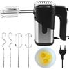 Behogan Frullatore a mano, 800 W, 7 velocità, miscelatore elettrico, mixer manuale con 4 accessori in acciaio inox, impastatore manuale in acciaio inox, miscelatore manuale, miscelatore da cucina (nero)