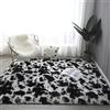 Lifup Tappeto Peloso Morbidi Soffici Antiscivolo Tappetino a Pelo Lungo Rettangolo per Soggiorno Camera da Letto Nero Bianco 2 50 x 80 cm