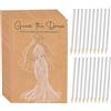 Ginwrek Guess the Dress - Gioco per addio al nubilato, 20 carte da gioco Guess the Dress Bridal Shower con matite da 17,8 cm, carta marrone, bianco