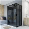 Parama Box doccia nero opaco 3 lati 70x90x70cm con doppio scorrevole e vetro 6mm fumè h185cm | Tonga