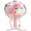 Haofy Bouquet Sposa Artificiale in Sete con Peonia Rosa e Perle Finte, 21 cm, Ideale per Matrimonio, Fidanzamento, Chiesa, Casa, Party, Conservazione come Souvenir, Adatto a Tutti gli Stili di Cerimonia