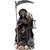 RUSTIX Statua di Santa Muerte, statuetta La Santa Muerte, Santa della Santa Morte, simbolo sacro di protezione e spiritualità, decorazione religiosa seduta, pala d'altare Muerte de la Muerte (nero)