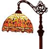 Bieye L30713 Lampada da terra in vetro colorato, motivo: libellula, stile Tiffany, arancione