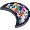Curawood Crescent Moon Tray for Crystals - Showcase Your & Healing Stones 10'' Black Wooden Crystal Holder Display Storage Rock Case Organizer (MTBL)