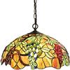 Bieye L30762 Lampadario a sospensione in vetro colorato in stile Tiffany con paralume largo 18 pollici, 3 luci, cablato (Uva verde, Il paralume ha un diametro di 45,7 cm.)