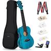 enya Ukulele Concerto Enya EUC-25D BU 23 pollici blu ukelele con top in mogano massiccio, borsa imbottita, accordatore, tracolla, capotasto, corde di scorta, plettri, panno per la pulizia, fingershaker