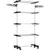 HOMCOM Stendibiancheria Verticale a Torre 4 Livelli Regolabili, Stendino Pieghevole Salvaspazio Estensibile in Acciaio Inox con 6 Ruote, Ganci, Grande Capacità, Interni, Balcone, 142x55x172cm, Nero