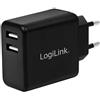 ADATTATORE DI CORRENTE CON 2 PORTE USB 12W NERO