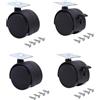 kippen 1612X2 - SET DI 4 RUOTE GEMELLATE DA MM.50 CON PIASTRA GIREVOLE (2 CON FRENO + 2 SENZA)