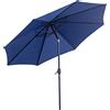 Outsunny Ombrellone da Esterni Inclinabile a 8 Stecche con Manovella, Ombrellone da Giardino in Metallo e Poliestere, Ø295x250 cm, Blu