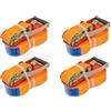 UNITRAILER Set 4 Cinghie di ancoraggio con cricchetto 10m 50mm 5t Arancioni kit professionale per fissaggio carichi pesanti su camion rimorchio e bisarca con gancio in acciaio zincato