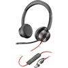 POLY Cuffie stereo Blackwire 8225 con connettore USB-C, certificate per Microsoft Teams + adattatore USB-C/A