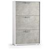 Terraneo Scarpiera 7003 Scocca Colore Bianco effetto legno e 3 ante effetto Pietra 67x28x112 cm Contiene fino a 18 paia di scarpe Made in Italy elegante moderna e funzionale