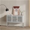 [en.casa] Comò Armadio da Stoccaggio con 3 Scomparti Chiusi Mobile in Acciaio per Archivio Ufficio Armadio Basso a 3 Ante Traforate e Piedistallo 120 x 40 x 80 cm Grigio
