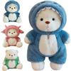 HBSFBH Orsacchiotto di Peluche con Costume di Squalo, 30CM Orsacchiotto Peluche, Teddy Bear Peluche, Orsacchiotto Orso di Peluche con Chiusura Lampo, Teddy Super Morbido, Regalo per Compleanno