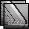 Americanflat Cornice Foto 25x25 cm Nere - Set di 2 Cornici 25x25 cm da Tavolo con Bordo Sottile e Vetro Resistente agli Urti - Portafoto con Ganci e Cavalletto Integrati per Pareti e Ripiani