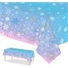 PHOGARY 3 PCS Tovaglie Natalizie con Frozen di Neve Blu Plastica - 2,20 m x 1,30 m - Tovaglia Invernale per Paese Delle Meraviglie per Tavola, Decorazioni per Tavola di Natale, Forniture per Feste